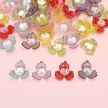 100入組12mm透明鍍紫花瓣AB色五瓣花珠彩色幸福之花DIY材料包含孔 - 透明鍍色花朵 - 查看 20