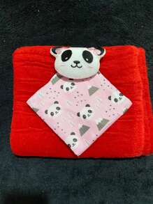 Baby Blanket Kit With Soft Blanket For Baby Boy And Girl With Pacifier Clip - 紅玫瑰熊貓套裝 - 查看 2