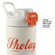 SHOTAY 不锈钢真空隔热杯，750ml/25.36oz 车载杯，防漏，保温/保冷，一键盖，锁盖，双饮嘴保温杯 - 米色 - 查看 7