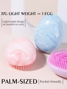 1 Pack Mini Cute Egg Shape Hair Brush Portable Scalp Massage Comb Anti-Tangle Cushion Comb Suitable For Portable Hair Salon Comb Detangling Comb Hair Styling Comb All Hair Types