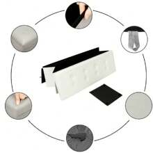 Faux Leather Folding Storage Ottoman Bench 43 Inch - White - 1 - View 11