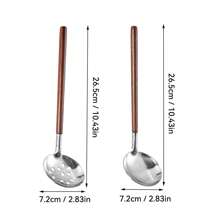 Multi-Functional Mini Kitchen Utensil, 304 Stainless Steel Ladle, Colander, Turner, Anti Scalding Wooden Handle Cooking Spoon, Cooking Tools Including Soup Spoon, Slotted Spoon,Spatula, Dishwasher Safe, Suitable For Kitchen Restaurant