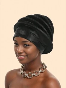 1 件优雅螺旋贝雷帽，适合女士非洲女士头巾，女式贝雷帽头巾，尼日利亚头饰，婚礼派对头饰