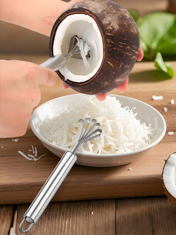 1 pieza Rallador de coco con dientes de sierra y raspador de escamas de pescado de acero inoxidable, raspador de pescado/removedor, rallador de coco, herramienta de cocina multiusos, pelador de cocina, herramienta de limpieza