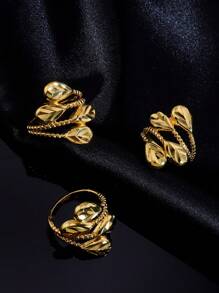 1個簡約金戒指,金屬質感,適合女性日常佩戴 - 金黃色 - 查看 9