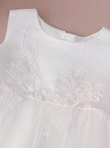 Vestido de bautizo blanco con bordados para niñas de 0 a 2 años, vestido de dama de honor para boda - Blanco - Ver 3