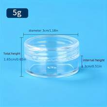 5pcs 5~20g Cosmetic Containers Empty Clear Round Jars - Travel Containers For Cosmetic, Lotion, Cream, Makeup, Bead, Eye Shadow, Rhinestone, Samples, Travel Essentials School School Supplies Holiday Camping Holiday Essentials Vacation Accessories Mini Perfume For Women Perfume For Men Perfume Beach Bottle Home Bathroom Decor Bathroom Organizer Fall Decor Back To School - Multicolor - View 5