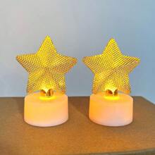 1/2/3pcs Creative Metal Star Moon Accessories Decoration Electronic Candle Light, Indoor Decorative Starry Moon Night Light,Indoor Birthday, Party, Festival, Wedding Decoration Candle Light Including Battery, Flameless Candle Lights - ánh sáng ấm áp - Xem 33