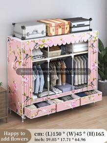 1pc Large Capacity Portable Wardrobe, Elegant Design, Easy Assembly, Steel Pipe Frame Organizer With 3 Drawers And Separate Hanging Area, Suitable For Storing Clothes And Daily Items, Applicable For Home, Room, Apartment, Bedroom, All-Season Clothing Storage Cabinet - Multicolor - View 21