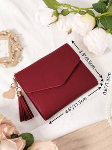 勃艮第包 Charry 红色包 酒红色包 零钱包 双折女士钱包 迷你女士时尚钱包 带多个卡槽和身份证窗口 非常适合户外旅行和返校 女士钱包 钱包 钱包 小钱包