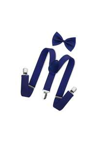 儿童吊带领结套装，学生燕尾服领结吊带，男孩女孩可调节背带夹，适合派对、婚礼、生日庆祝 - 彩色 - 查看 16