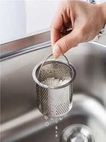 1 pieza Colador de fregadero de acero inoxidable de tamaño pequeño - Protector de drenaje de cocina eficiente, fácil de limpiar, anti-obstrucción, anti-óxido, apto para lavavajillas - Accesorio de cocina esencial para uso doméstico, restaurante y comercial - Plateado - Ver 5