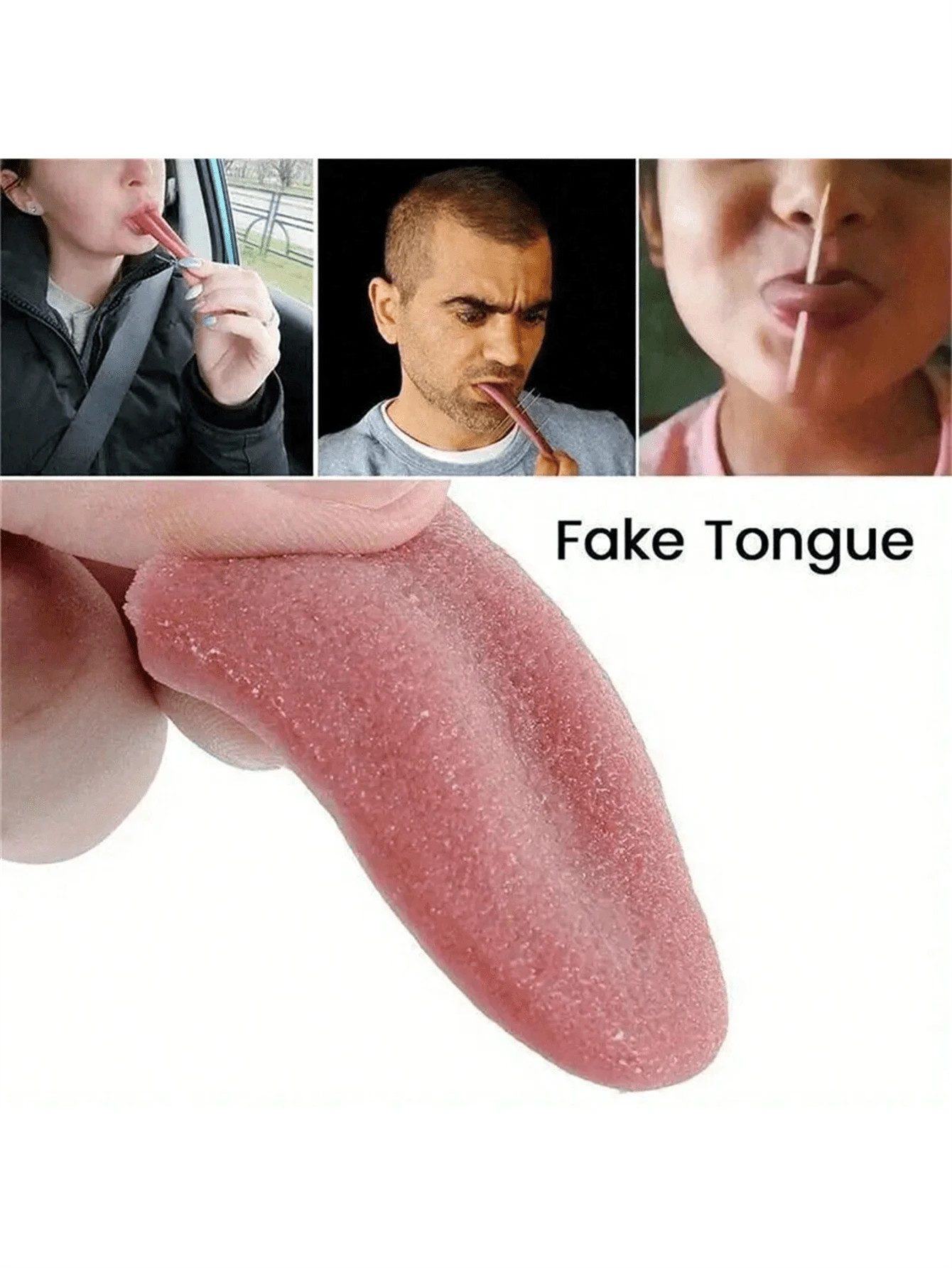 3-Piece Realistic Fake Tongue Props - Halloween Prank & Magic Trick Gross Joke Toys