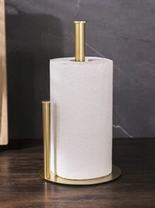 Support de papier toilette en acier inoxydable à deux pôles doré, support pour rouleau de cuisine, support de rangement pour film alimentaire, support de serviettes de cuisine non perforé, organisateur de salle de bain