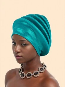 1 件优雅螺旋贝雷帽，适合女性，非洲女士头巾，女性贝雷帽，头巾，尼日利亚头饰，婚礼派对 Gele - 美人條貝雷帽 - 查看 21