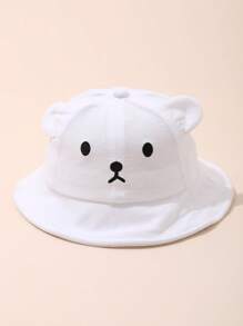 婴儿帽子，秋冬季宝宝防晒帽，幼儿男孩/女孩渔夫帽，带有可爱熊图案 - 彩色 - 查看 11