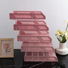 5-Layer Plastic File Tray, Desk Organizer For Office Supplies, Horizontal Document Storage Box, Multi-Layer File Rack, File Frame Shelf - Multicolor - View 9