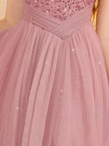 Teen Girl Gold Sequined Tulle Easter Party Dress, Elegant Princess Dress, Gift For Birthday, Wedding, Bridesmaids, Formal Event, Holiday Celebration Valentine's Day - Bụi hồng - Xem 4