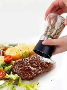 1 pieza Molinillo de pimienta manual de vidrio duradero - Salero y especiero transparente, accionado manualmente para pimienta negra, sal marina - Accesorio de cocina ideal para entusiastas de la cocina