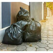 Bolsas de basura de 55-60 galones, bolsas de basura negras de contratista de 3 mil (Mega Paquete de Valor 50 Bolsas con Ataduras) Bolsas de basura de 55 galones de gran resistencia, Bolsas de basura extra grandes para construcción, hojas del patio y césped