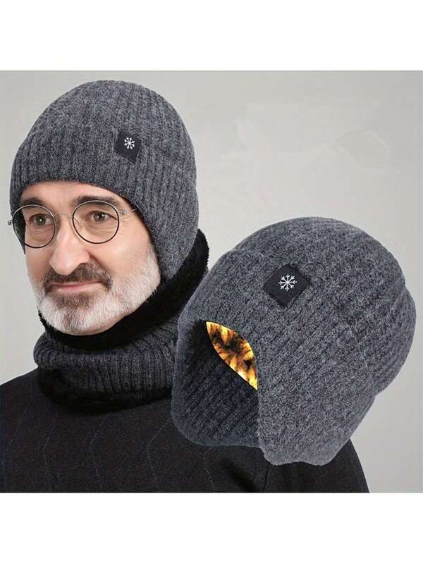 1PC Men's Thickened Wool Ear-Protection Knitted Hat Is A Perfect Gift For Fathers,It Is The Perfect Gift For Christmas Or Valentine's Day