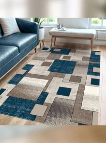 Machine Washable Runner Rugs Non Slip Non Shedding Carpet Area Rugs With TPR Rubber Backing, Low Pile Rugs For Indoor Bedroom Bathroom Living Room Aisle Hallway Balcony Entryway,Foldable Washable Non-Shedding Rug,Influencer Carpet - 藍色 - 查看 3