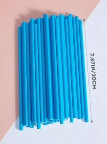 10/25/50/100pcs Disposable Blue Paper Straws, Candy Stick Support, Suitable For Cocktails, Birthdays, BBQs, Events And Celebrations - Blue - View 2