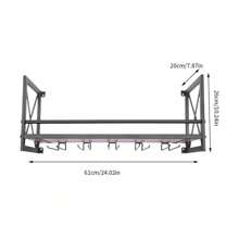 SENDERPICK Estante para copas de vino, estante para licores, estante bar industrial para exteriores, estante de pared para copas de vino, soporte para copas de vino, negro [Un bonito regalo para tu familia y amigos]