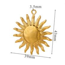 5pcs Stainless Steel Diy Jewelry Accessories Plated 18k Gold Bracelet Ins Niche Design High-Grade Sun Vintage Earrings Pendant Stainless Steel Necklace Jewelry Accessories - Sun Pendant - View 11