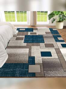 Machine Washable Runner Rugs Non Slip Non Shedding Carpet Area Rugs With TPR Rubber Backing, Low Pile Rugs For Indoor Bedroom Bathroom Living Room Aisle Hallway Balcony Entryway,Foldable Washable Non-Shedding Rug,Influencer Carpet - 藍色 - 查看 5