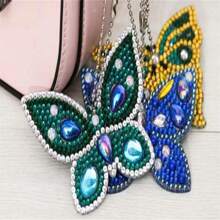 SNA 5-Piece 2025 New Style Diamond Painting Butterfly Keychain Kit, Christmas Valentine's Day Mother's Day Birthday Gift