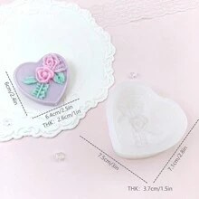 心形玫瑰DIY手工香氛石膏多功能硅胶模具 - 白色 - 查看 6