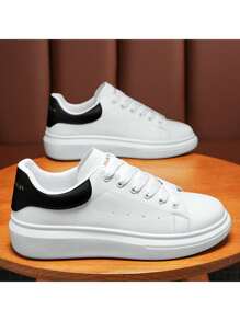 Men's Simple Breathable Casual Sneakers - 黑與白 - 查看 6