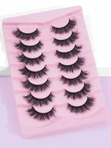 7 Pairs CC Curl False Eyelashes Cat Eye Lashes Faux Mink Lashes Natural Look Fluffy Volumized Eyelashes Extension Natural Full False Eyelashes Travel Essentials Makeup Tools,Dramatic Lashes Suitable For Daily, Party And Travel Use - Black - View 3