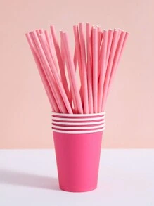 10/25/50/100 Stück Einweg-Papierstrohhalme, hellrosa, Zuckerstangen-Form, geeignet für Cocktails, Geburtstage, BBQs, Events und Feiern - Pink - Übersicht 3