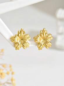 VceTd 一对花朵造型不锈钢耳钉，适合女性日常佩戴