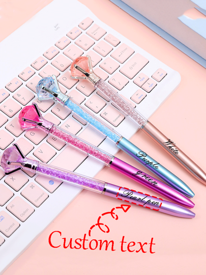 Pix cu bilă personalizat cu text/logo, stras, pix rotativ cu sclipici colorat, potrivit pentru școală, birou, nuntă, ziua de naștere, cadouri de Ziua Îndrăgostiților, ornamental, reutilizabil, modern, colorat, drăguț, vintage, desene animate, kawaii, personalizat, unic, personalizat, lucrători, clienți, studenți, pentru afaceri/muncă/birou, pix pentru scriere fină