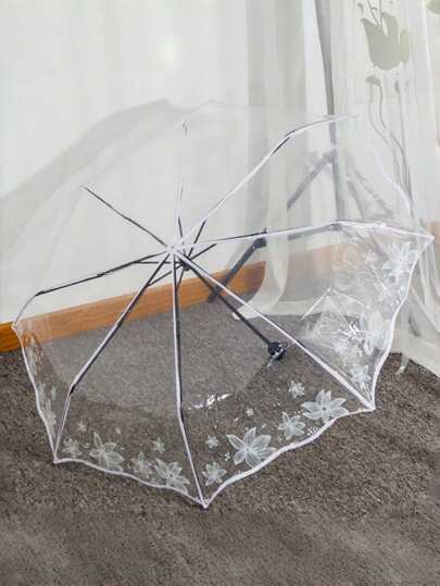 1pc Fashion Folding Umbrella - Lightweight, 8 Ribs, Romantic Bridal Sunshade, Ideal For Wedding Ceremonies, Parties, Bridal Showers, Birthdays, And Bachelorette Celebrations, Photography Props, Romantic Style