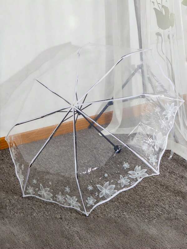 1pc Fashion Folding Umbrella - Lightweight, 8 Ribs, Romantic Bridal Sunshade, Ideal For Wedding Ceremonies, Parties, Bridal Showers, Birthdays, And Bachelorette Celebrations, Photography Props, Romantic Style