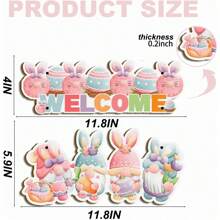 2 piezas de letreros colgantes de madera de bienvenida de primavera, decoraciones de bienvenida de conejito lindo, letreros de madera de bienvenida de Pascua para puerta, adecuados para interiores y exteriores, carteles decorativos para puerta, porche, decoración del hogar, decoración de habitaciones, decoración de pared