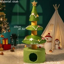 1pc Christmas Tree Shaped Combined Cat Scratching Post And Cat Bed,