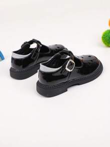 Honey Girl Mary Jane Girls' School Style Cute Solid Color Flat Pu Mary Jane Shoes, PU Upper & Lining, Suitable For Performance, Big Girls, Princess, Spring & Autumn, Elementary Students
