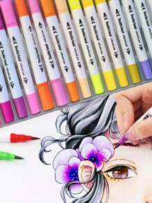 12/24/36/48/60/80/100/120支双头水彩笔，彩色可水洗画笔马克笔套装，8支装，多色美术用品，节日礼物，返校季礼物