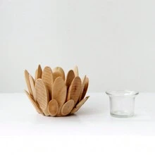 1PC Candlestick Wooden Creative Candle Holders With Flower Design Wedding Table Vintage Candlestick Glass For Party Living Room