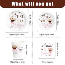 A Tini Bit Older Party Supplies Espresso Martini Paper Plates Napkins Weenies And Tini Dessert Party Tableware Set Hot Pink & Green Dinnerware For Birthday Bridal Wedding Decoration Serve 10