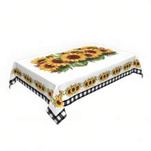 1pc/2pcs, Rectangular And Circular Polyester Tablecloths, Vintage Sunflower Flower Tablecloths, Home Vintage Anti Fouling Tablecloths, Dust-Proof And Washable PVC Tablecloths, Picnic Camping, Wedding, Birthday Party, Restaurant Buffet, Home Decorationft