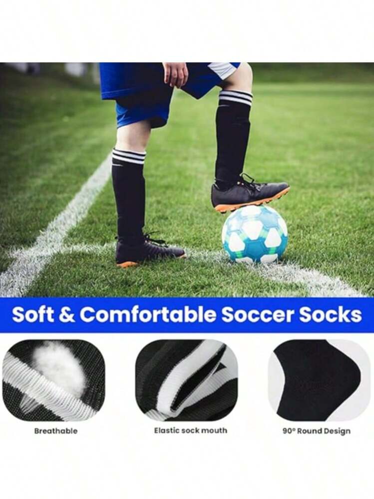 Back To School Gifts For Boys & Girls,Breathable Football Socks For Kids Aged 4-12, Striped Knee High Socks For Boys And Girls Playing Soccer, Baseball, Softball And Other Athletic Sports, Youth Sports Socks For School And Training - Multicolor - View 6