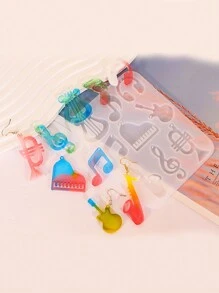 1pc Music Transient Epoxy Resin Casting Mold Guitar Note Piano Horn Earring Pendant Resin Silicone Mold, Castle Cloud Mushroom Vase Keychain Mold, Suitable For DIY Craft Jewelry