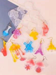 1pc Music Transient Epoxy Resin Casting Mold Guitar Note Piano Horn Earring Pendant Resin Silicone Mold, Castle Cloud Mushroom Vase Keychain Mold, Suitable For DIY Craft Jewelry