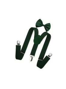 儿童吊带领结套装，学生燕尾服领结吊带，男孩女孩可调节背带夹，适合派对、婚礼、生日庆祝 - 彩色 - 查看 20